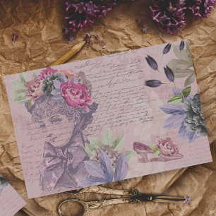 Chic Vintag Woman Fashion Florals & Handwriting Seidenpapier