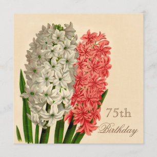 Chic-Vintage Hyazinthen-75. Geburtstag Einladung