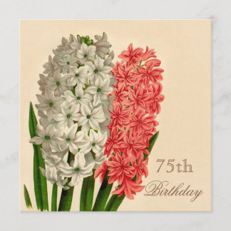 Chic-Vintage Hyazinthen-75. Geburtstag Einladung