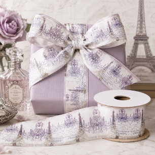 Chic-vintage-lila-Kronleuchter-Paris-Eiffelturm Satinband