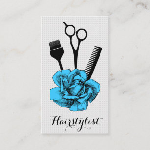 Chic Vintages Hairstylisthaar-Stylist-Blau-Mod Visitenkarte