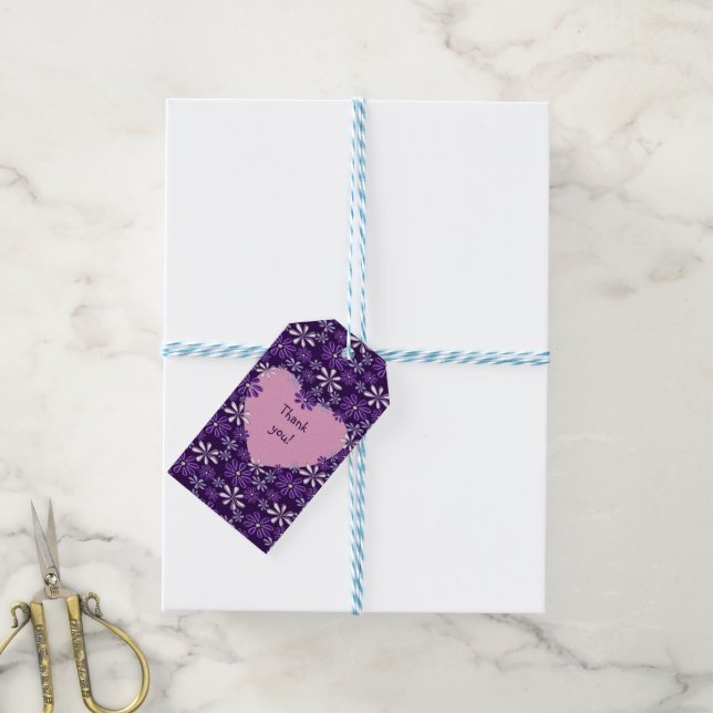 Chic Violet Blush Blume Herzlichen Dank Geschenkanhänger (Mit Garn)