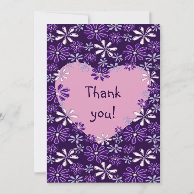Chic Violet Blush Carte de remerciements coeur (Devant)