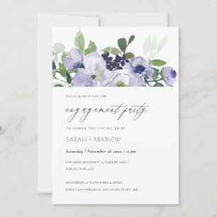 Chic Violet Lila Floral Leafe Verlobung einladen Dankeskarte