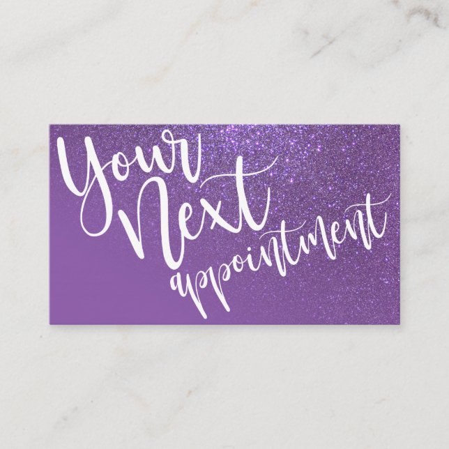 Chic Violet Lila Glitzer Gradient Typografie Terminkarte (Vorderseite)