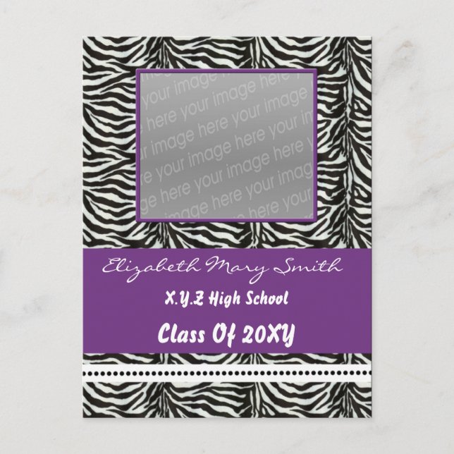 chic violet photo Graduation Invitation (Devant)
