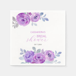 Chic Violet Rose Grüne Blumenbeete Brautparty Serviette