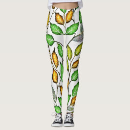 Chic Vivid Blätter Muster Leggings