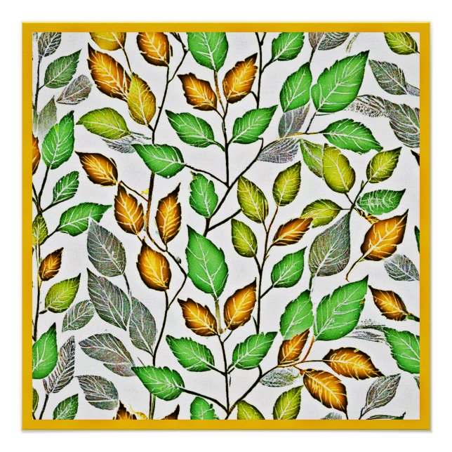 Chic Vivid Blätter Muster Poster (Vorderseite)