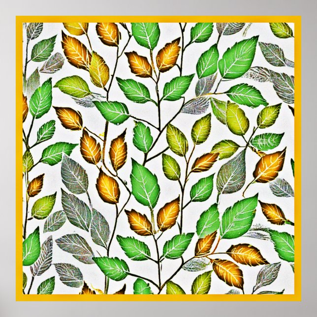 Chic Vivid Blätter Muster Poster (Vorne)