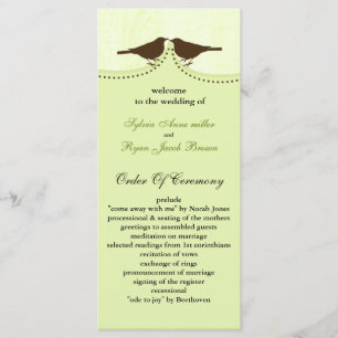 Chic volière verte, programmes de mariage insépara