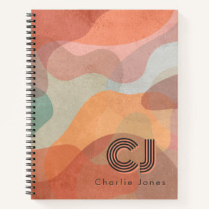 Chic Warm Taupe Fluid Shapes Spiral Journal Notizbuch