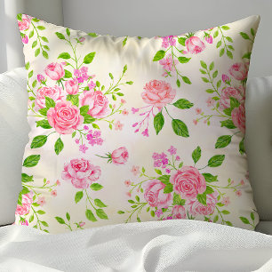 Chic Wasserfarbe Englische Rosen Blumenmuster Kissen