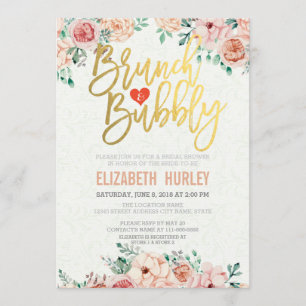 Chic Wasserfarbe Floral Brunch Sprudelnd Hochzeits Einladung