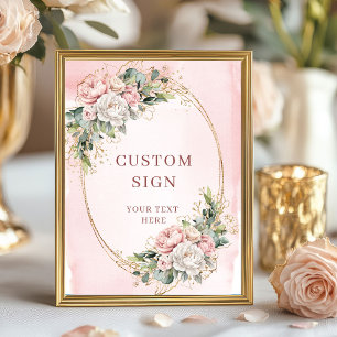 Chic-Wasserfarbe-Rosé-Blumen-Personalisiertes Schi Poster
