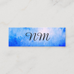 Chic Watercolor blau mit Monogram Mini Visitenkarte