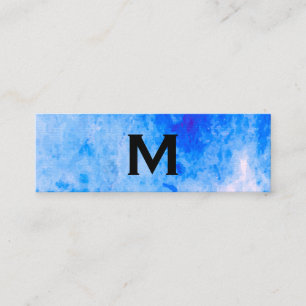 Chic Watercolor blau mit Monogram Mini Visitenkarte