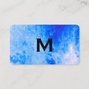 Chic Watercolor blau mit Monogram Visitenkarte