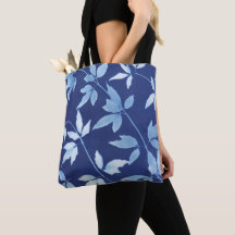 Chic Watercolor Blue Floral Blätter Botanical