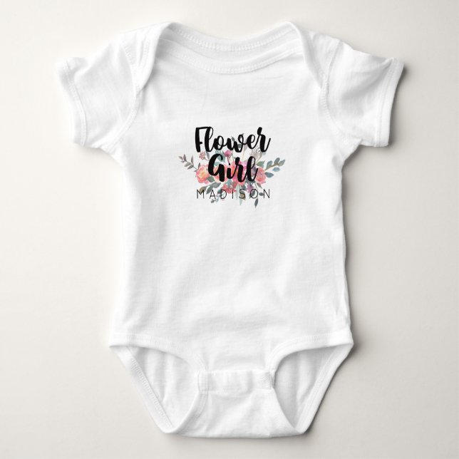 Chic Watercolor Blues Hochzeitsblume Girl Baby Strampler (Vorderseite)