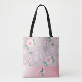 Chic Watercolor-Blume Monogramm Tasche