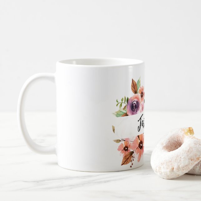 Chic Watercolor Blumen-Tasse Kaffeetasse (Mit Donut)