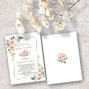 Chic Watercolor Blush Bloral Gold Bridal Party Einladung