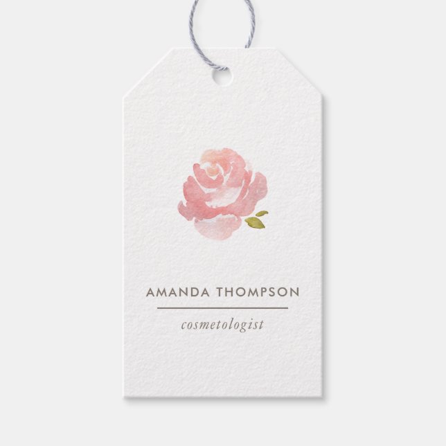Chic Watercolor Blush Pink Rose Geschenkanhänger (Vorderseite)