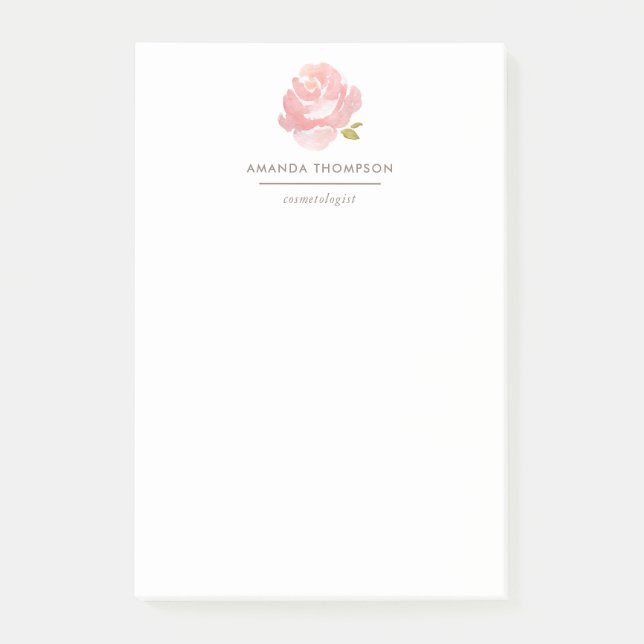 Chic Watercolor Blush Pink Rose Post-it Klebezettel (Vorderseite)