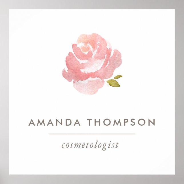 Chic Watercolor Blush Pink Rose Poster (Vorne)