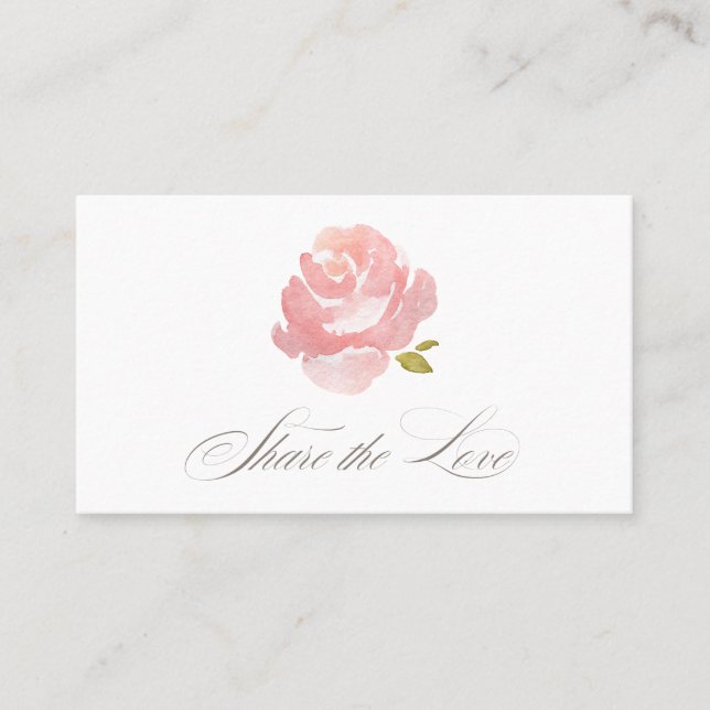 Chic Watercolor Blush Pink Rose Referenz Empfehlungskarte (Vorderseite)