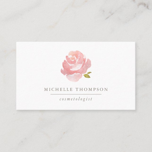 Chic Watercolor Blush Pink Rose Visitenkarte (Vorderseite)