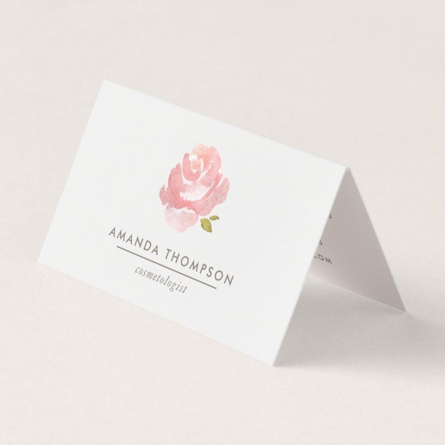 Chic Watercolor Blush Pink Rose Visitenkarten (Vorderseite)