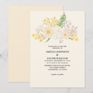 Chic Watercolor Blütenbutter, gelber Pfirsich Hoch Einladung