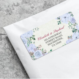 Chic Watercolor Botanical Floral Wedding Address Adressaufkleber