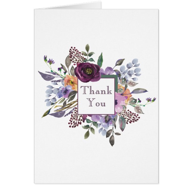 Chic Watercolor Bouquet Frame "Dankeschön" Karte (Vorne)