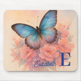 Chic Watercolor Butterfly Individuelle Name Mousepad