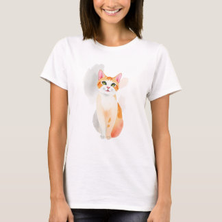 Chic Watercolor Chat T-Shirt pour femmes - Artiste