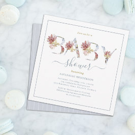 Chic Watercolor Floral and Gold Baby Dusche Einladung
