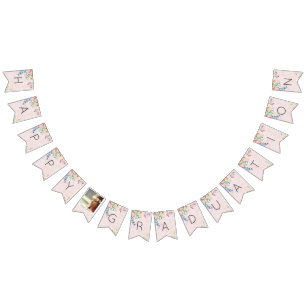 Chic Watercolor Floral Class Graduate Custom Foto Wimpelkette