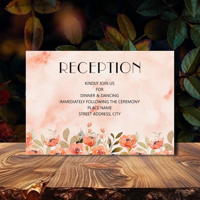 Chic Watercolor Floral Empfang Begleitkarte (Watercolor Floral Wedding Reception Enclosure Cards)
