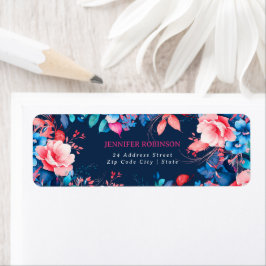 Chic Watercolor Floral Geburtstagsparty Navy Blue