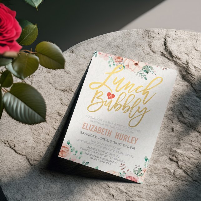 Chic Watercolor Floral Lunch Bubbly Brautparty Einladung (Von Creator hochgeladen)