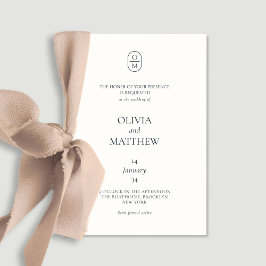 Chic Watercolor Floral Monogram Wedding Invitation Einladung