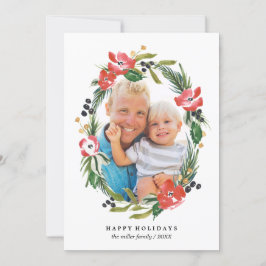 Chic Watercolor Floral Oval Foto| Weihnachten