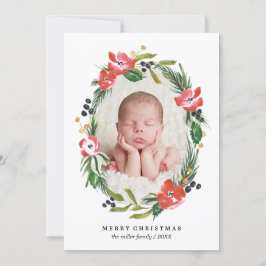 Chic Watercolor Floral Oval Foto| Weihnachten
