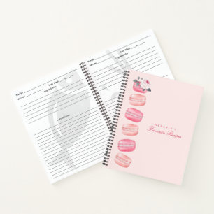 Chic Watercolor Floral Pink Französisch Macaron R Notizbuch