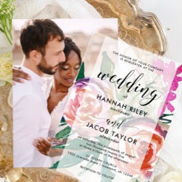 Chic Watercolor Floral Wedding Acryleinladungen