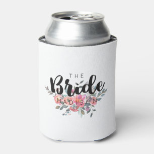 Chic Watercolor Floral Wedding Bridge Dosenkühler