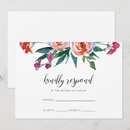 Chic Watercolor Floral Wedding RSVP Einladung